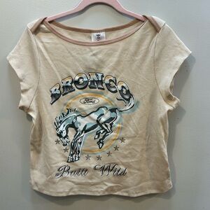 Ford Cream Ribbed Shirt XL Baby Tee Style Y2K look